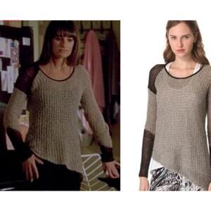 Helmut Lang Flecked Bouclé Asymmetrical Sweater Sz S Black & Beige Worn on Glee